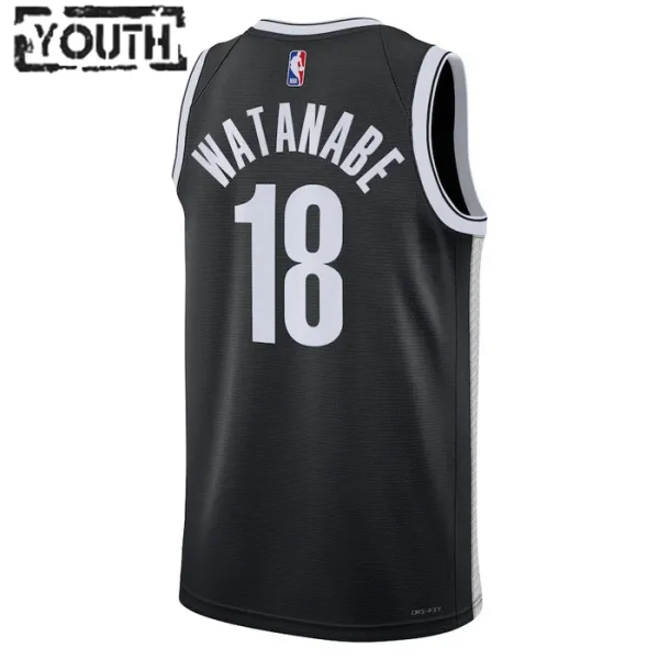 Camiseta Brooklyn Nets Yuta Watanabe 18 Icon Edition Negro Swingman para Niño