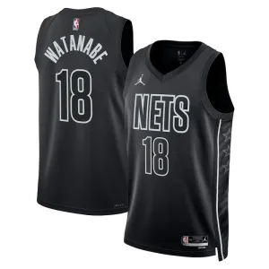 Camiseta Brooklyn Nets Yuta Watanabe 18 Statement Edition Negro Swingman para Hombre