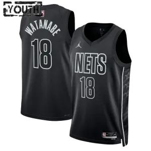 Camiseta Brooklyn Nets Yuta Watanabe 18 Statement Edition Negro Swingman para Niño