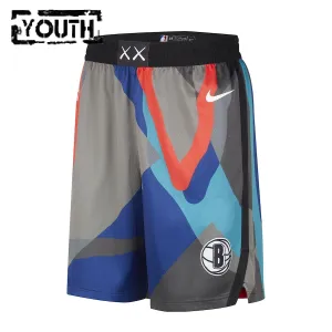 Pantalones Brooklyn Nets City Edition 2023-24 Negro Swingman para Niño