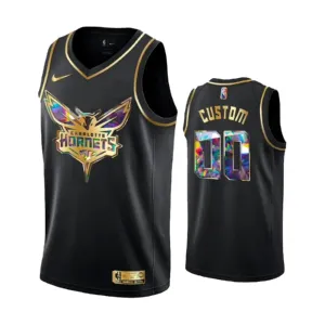 Camiseta Charlotte Hornets Diamond Edition Personalizada Negro Swingman para Hombre