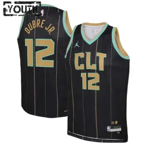 Camiseta Charlotte Hornets Kelly Oubre JR 12 City Edition 2022-23 Negro Swingman para Niño