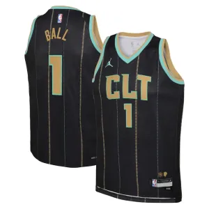 Camiseta Charlotte Hornets Lamelo Ball 1 City Edition 2022-23 Negro Swingman para Hombre