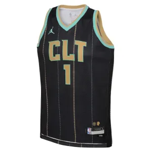 Camiseta Charlotte Hornets Lamelo Ball 1 City Edition 2022-23 Negro Swingman para Hombre