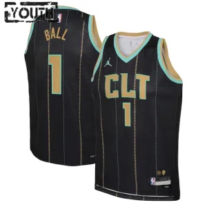 Camiseta Charlotte Hornets Lamelo Ball 1 City Edition 2022-23 Negro Swingman para Niño