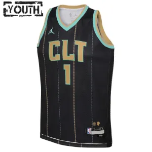 Camiseta Charlotte Hornets Lamelo Ball 1 City Edition 2022-23 Negro Swingman para Niño