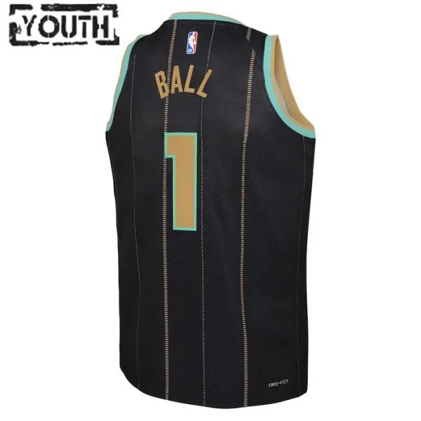 Camiseta Charlotte Hornets Lamelo Ball 1 City Edition 2022-23 Negro Swingman para Niño
