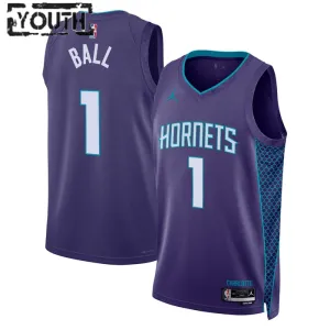 Camiseta Charlotte Hornets Lamelo Ball 1 Statement Edition Púrpura Swingman para Niño