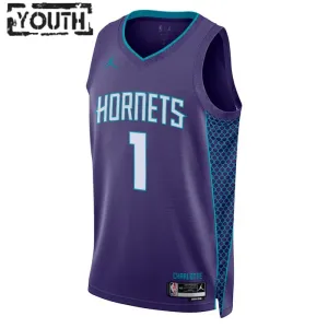 Camiseta Charlotte Hornets Lamelo Ball 1 Statement Edition Púrpura Swingman para Niño