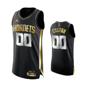 Camiseta Charlotte Hornets Limited Golden Edition Personalizada Negro Swingman para Hombre