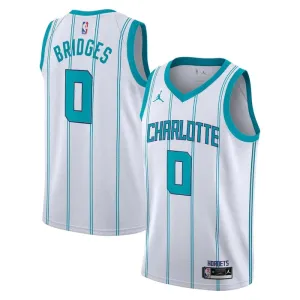 Camiseta Charlotte Hornets Miles Bridges 0 Association Edition Blanco Swingman para Hombre
