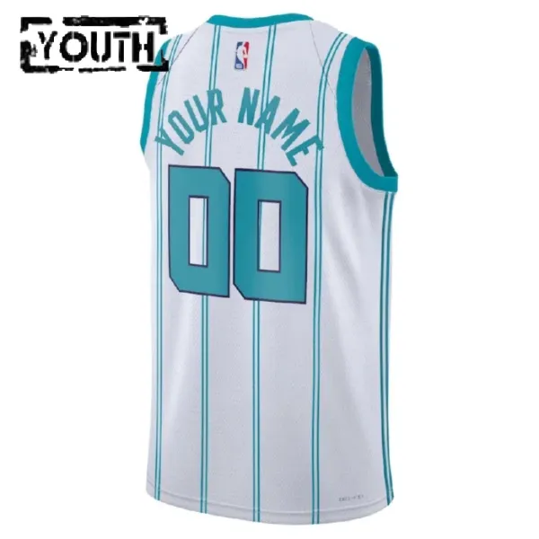 Camiseta Charlotte Hornets Personalizada Association Edition Blanco Swingman para Niño