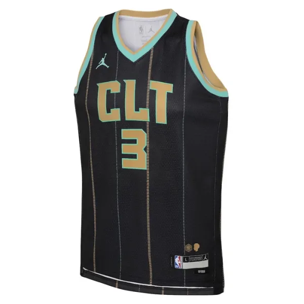 Camiseta Charlotte Hornets Terry Rozier III 3 City Edition 2022-23 Negro Swingman para Hombre