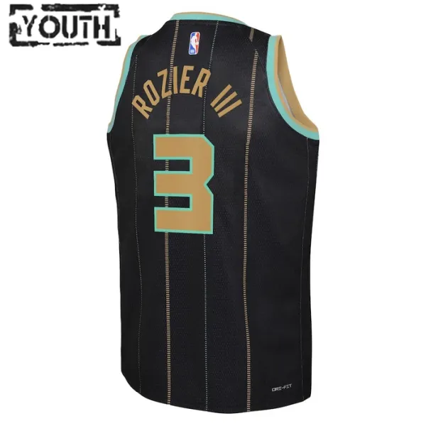 Camiseta Charlotte Hornets Terry Rozier III 3 City Edition 2022-23 Negro Swingman para Niño