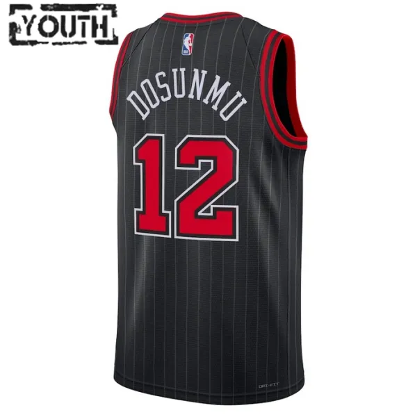 Camiseta Chicago Bulls Ayo Dosunmu 12 Statement Edition Negro Swingman para Niño