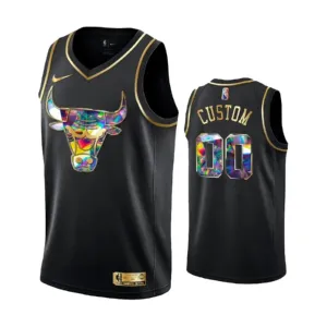 Camiseta Chicago Bulls Diamond Edition Personalizada Negro Swingman para Hombre