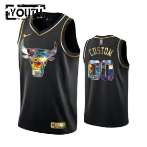 Camiseta Chicago Bulls Diamond Edition Personalizada Negro Swingman para Niño