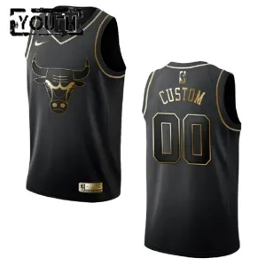 Camiseta Chicago Bulls Golden Edition Personalizada Negro Swingman para Niño