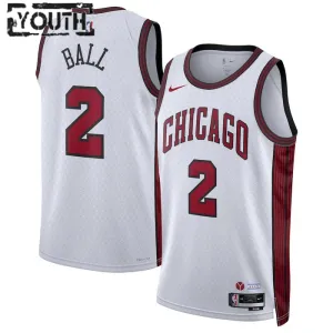 Camiseta Chicago Bulls Lonzo Ball 2 City Edition 2022-23 Blanco Swingman para Niño