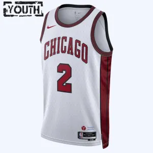 Camiseta Chicago Bulls Lonzo Ball 2 City Edition 2022-23 Blanco Swingman para Niño
