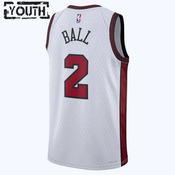 Camiseta Chicago Bulls Lonzo Ball 2 City Edition 2022-23 Blanco Swingman para Niño