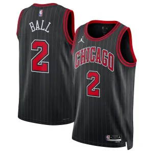 Camiseta Chicago Bulls Lonzo Ball 2 Statement Edition Negro Swingman para Hombre
