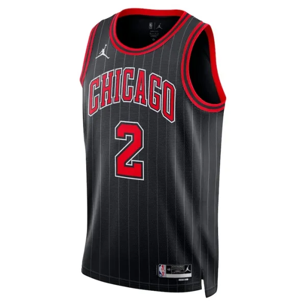 Camiseta Chicago Bulls Lonzo Ball 2 Statement Edition Negro Swingman para Hombre