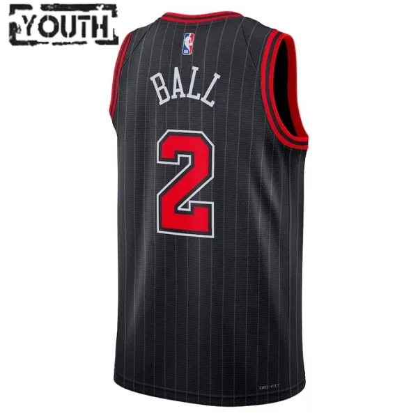 Camiseta Chicago Bulls Lonzo Ball 2 Statement Edition Negro Swingman para Niño