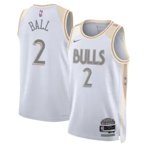 Camiseta Chicago Bulls Lonzo Ball City Edition 2024-25 Blanco Swingman para Hombre