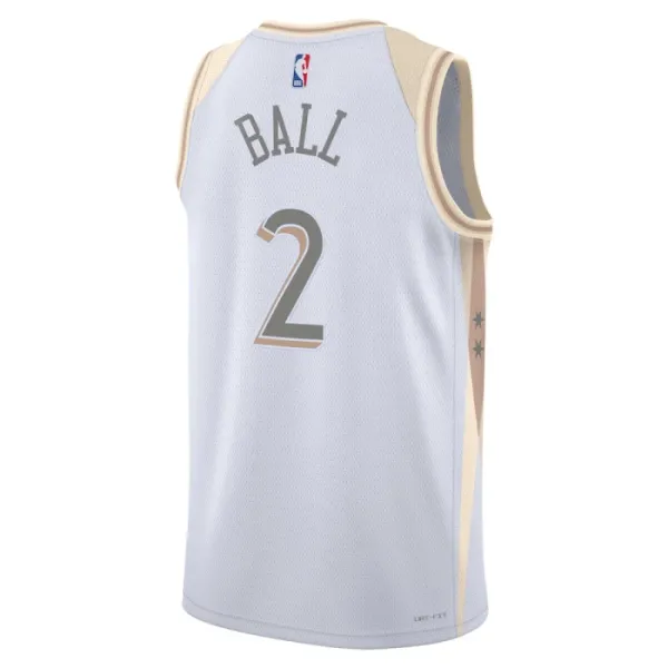 Camiseta Chicago Bulls Lonzo Ball City Edition 2024-25 Blanco Swingman para Hombre