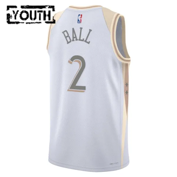 Camiseta Chicago Bulls Lonzo Ball City Edition 2024-25 Blanco Swingman para Niño