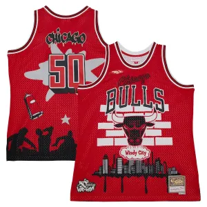 Camiseta Chicago Bulls Mitchell Ness x Tats Cru Edition Hardwood Classics 2023-24 Rojo Swingman para Hombre