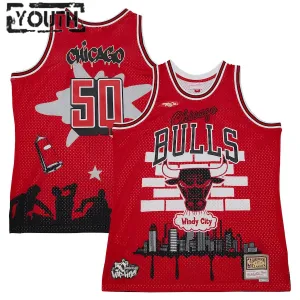 Camiseta Chicago Bulls Mitchell Ness x Tats Cru Edition Hardwood Classics 2023-24 Rojo Swingman para Niño