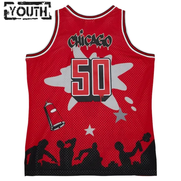 Camiseta Chicago Bulls Mitchell Ness x Tats Cru Edition Hardwood Classics 2023-24 Rojo Swingman para Niño