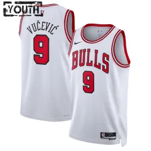 Camiseta Chicago Bulls Nikola Vucevic 9 Association Edition Blanco Swingman para Niño