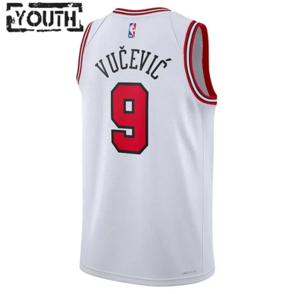 Camiseta Chicago Bulls Nikola Vucevic 9 Association Edition Blanco Swingman para Niño