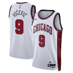 Camiseta Chicago Bulls Nikola Vucevic 9 City Edition 2022-23 Blanco Swingman para Hombre