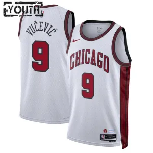 Camiseta Chicago Bulls Nikola Vucevic 9 City Edition 2022-23 Blanco Swingman para Niño