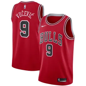 Camiseta Chicago Bulls Nikola Vucevic 9 Icon Edition Rojo Swingman para Hombre