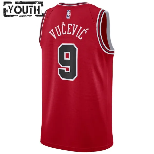 Camiseta Chicago Bulls Nikola Vucevic 9 Icon Edition Rojo Swingman para Niño