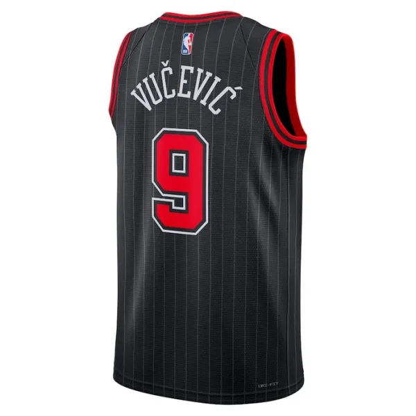 Camiseta Chicago Bulls Nikola Vucevic 9 Statement Edition Negro Swingman para Hombre