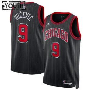 Camiseta Chicago Bulls Nikola Vucevic 9 Statement Edition Negro Swingman para Niño