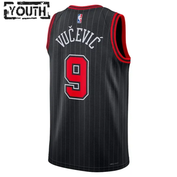 Camiseta Chicago Bulls Nikola Vucevic 9 Statement Edition Negro Swingman para Niño