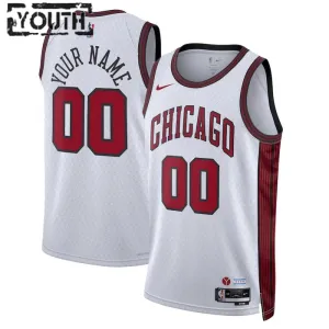 Camiseta Chicago Bulls Personalizada City Edition 2022-23 Blanco Swingman para Niño