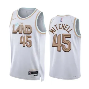 Camiseta Cleveland Cavaliers Donovan Mitchell 45 City Edition 2022-23 Blanco Swingman para Hombre