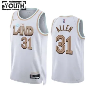 Camiseta Cleveland Cavaliers Jarrett Allen 31 City Edition 2022-23 Blanco Swingman para Niño Camiseta Cleveland Cavaliers Jarrett Allen 31 City Edition 2022-23 Blanco Swingman para Niño