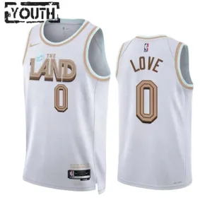 Camiseta Cleveland Cavaliers Kevin Love 0 City Edition 2022-23 Blanco Swingman para Niño Camiseta Cleveland Cavaliers Kevin Love 0 City Edition 2022-23 Blanco Swingman para Niño