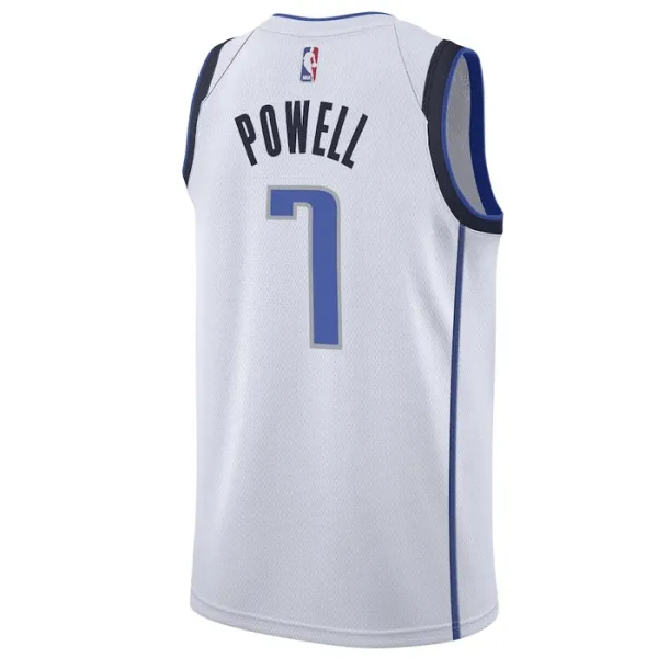 Camiseta Dallas Mavericks Dwight Powell 7 Association Edition Blanco Swingman para Hombre