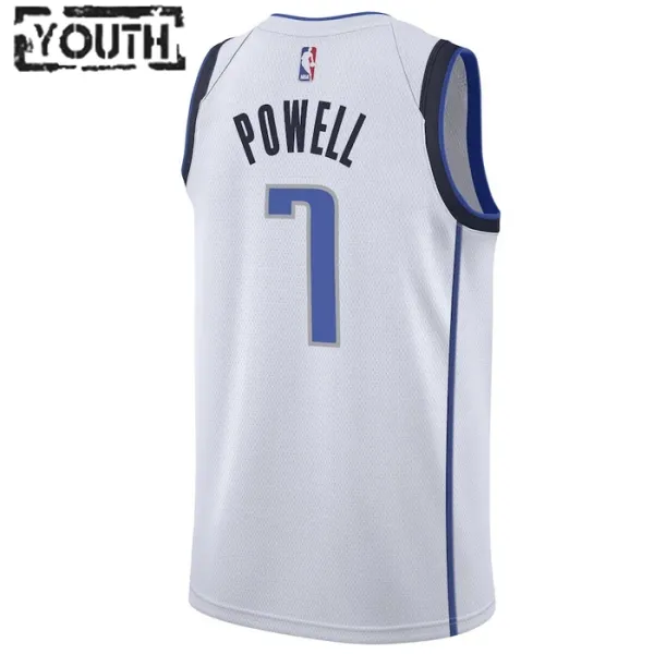 Camiseta Dallas Mavericks Dwight Powell 7 Association Edition Blanco Swingman para Niño