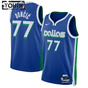 Camiseta Dallas Mavericks Luka Doncic 77 City Edition 2022-23 Azul Swingman para Niño